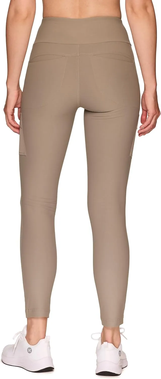 Avalanche Women's Combo Stretch Woven Front Knit Slim Fit Pant with Pockets