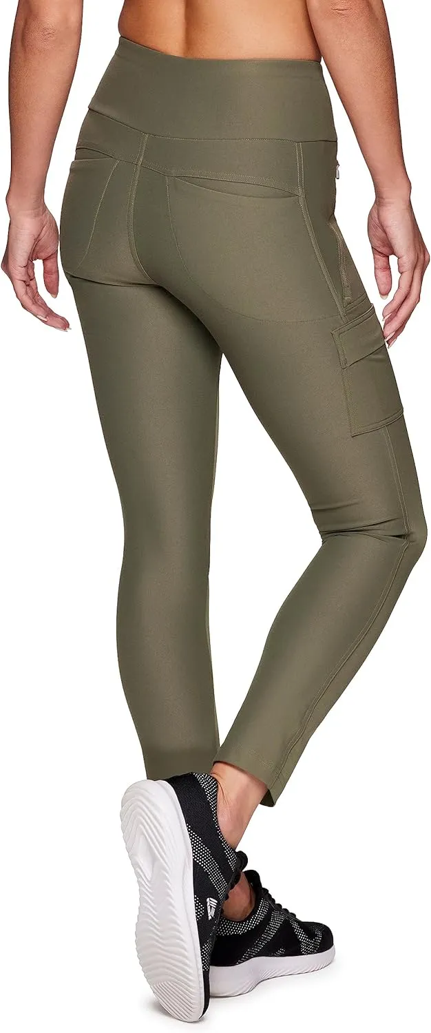 Avalanche Women's Combo Stretch Woven Front Knit Slim Fit Pant with Pockets