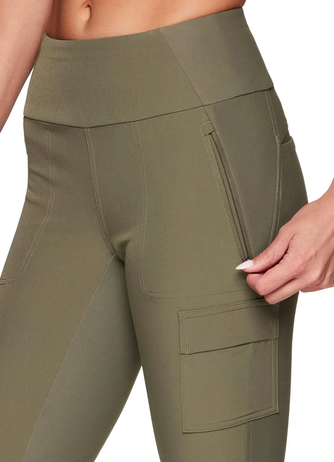 Avalanche Women's Combo Stretch Woven Front Knit Slim Fit Pant with Pockets