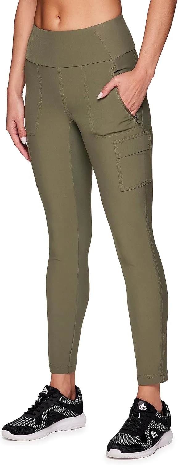 Avalanche Women's Combo Stretch Woven Front Knit Slim Fit Pant with Pockets