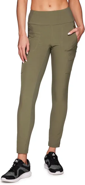 Avalanche Women's Combo Stretch Woven Front Knit Slim Fit Pant with Pockets