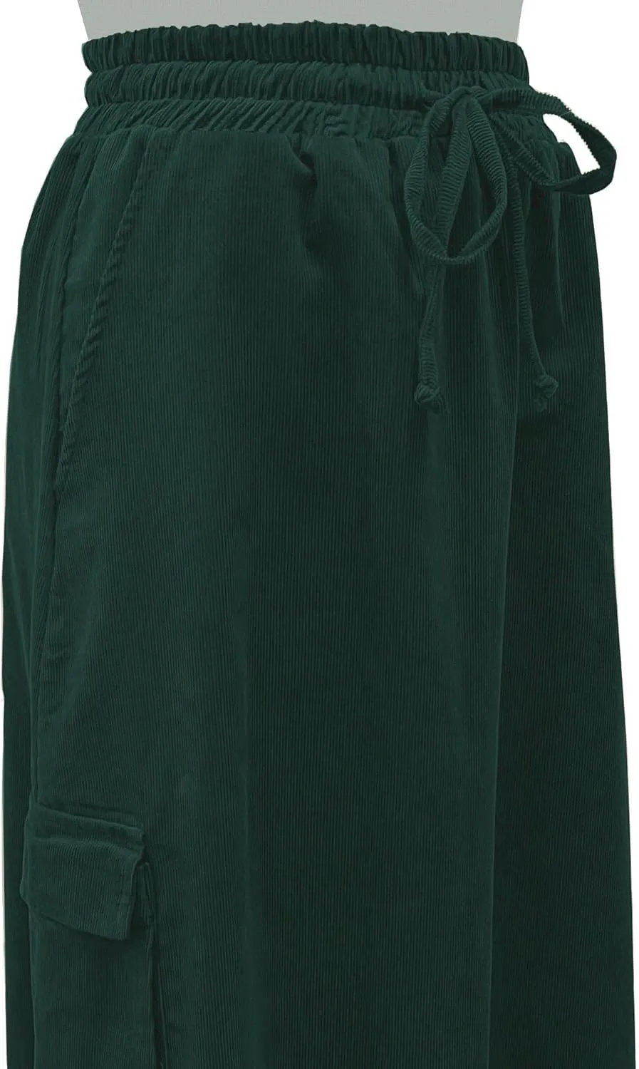 BABY O Womens 100% Cotton Corduroy Drawstring Elastic Waist Cargo Pocket Long Ankle Length Maxi Skirt, Made in USA