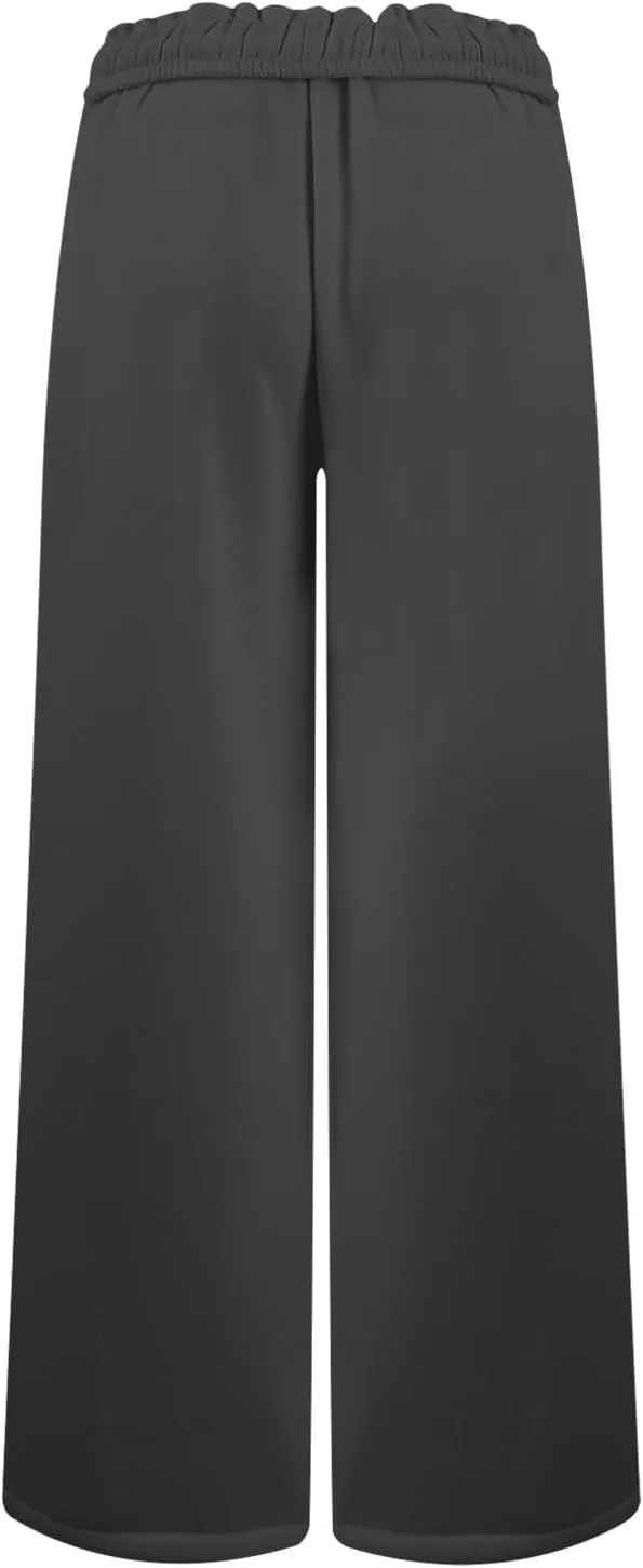 Baggy Sweat Pants for Women Elastic Wide Leg Pant Drawstring Elastic Waist Trouser Solid Plus Size Pant with Pockets
