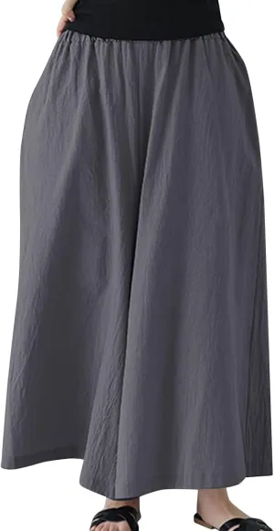 Beach Pants for Women Wide Leg Wide Leg Long Pant Trousers with Pocket Linen Blend