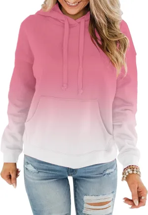 BeadChica Womens Casual Hoodies Crew Neck Long Sleeve Sweatshirts With Pocket Lightweight Pullover Tops