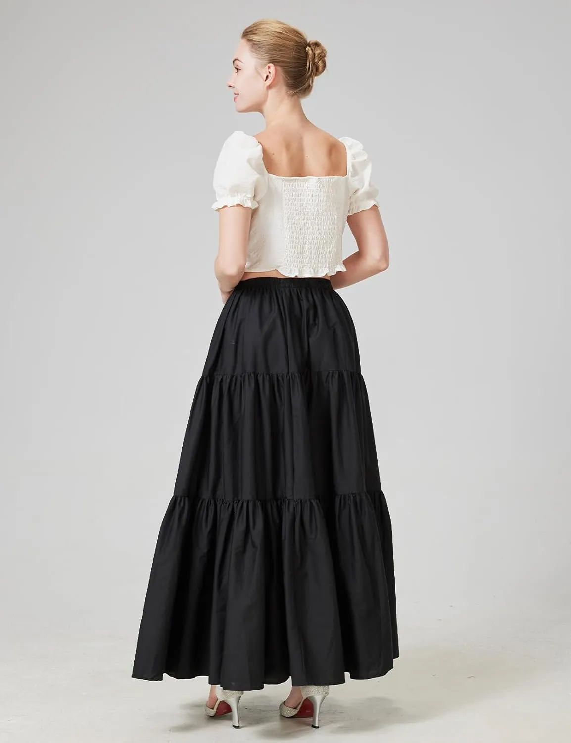 BEAUTELICATE 100% Cotton Victorian Maxi Skirt Women Gypsy Medieval Renaissance Boho Skirt Full Length