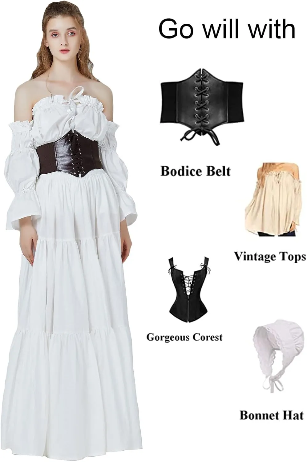 BEAUTELICATE 100% Cotton Victorian Maxi Skirt Women Gypsy Medieval Renaissance Boho Skirt Full Length