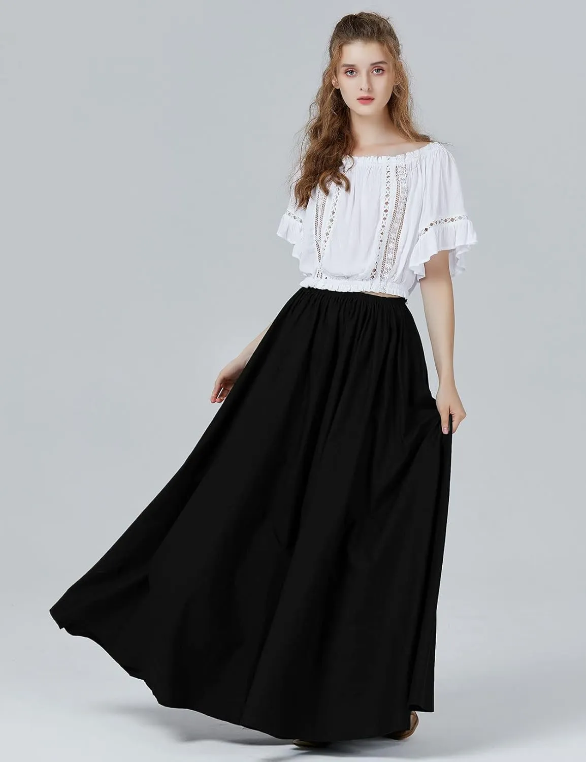 BEAUTELICATE Victorian Dress Renaissance Skirt Gypsy Long Maxi Medieval Skirt A-line Full Length
