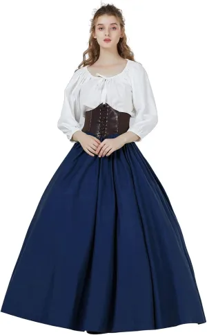 BEAUTELICATE Victorian Dress Renaissance Skirt Gypsy Long Maxi Medieval Skirt A-line Full Length