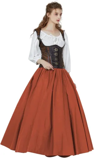 BEAUTELICATE Victorian Dress Renaissance Skirt Gypsy Long Maxi Medieval Skirt A-line Full Length