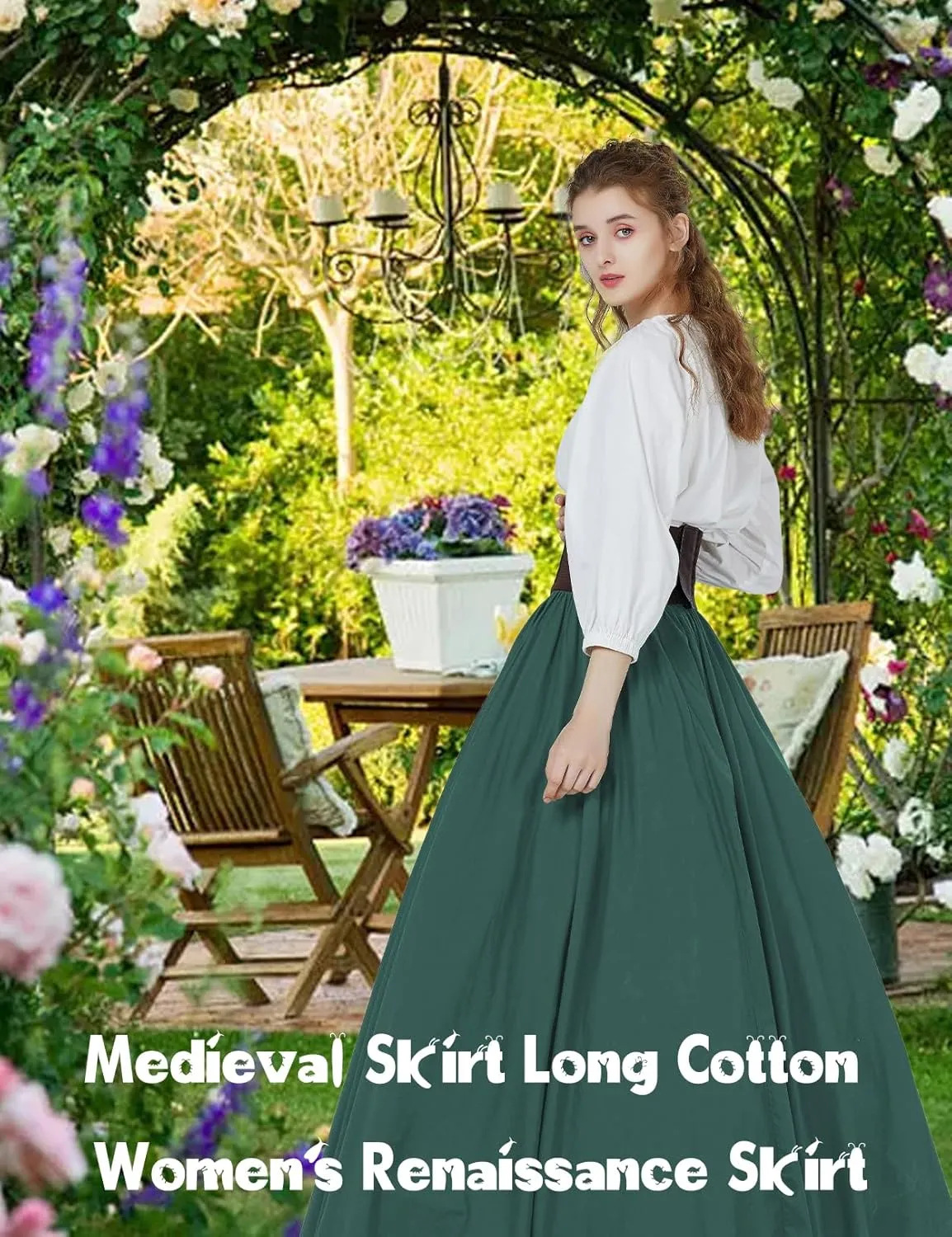 BEAUTELICATE Victorian Dress Renaissance Skirt Gypsy Long Maxi Medieval Skirt A-line Full Length