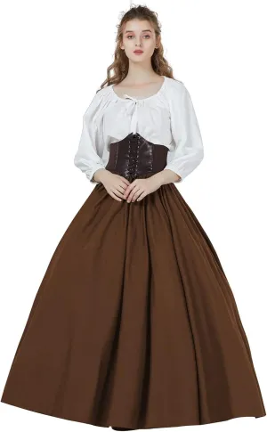 BEAUTELICATE Victorian Dress Renaissance Skirt Gypsy Long Maxi Medieval Skirt A-line Full Length