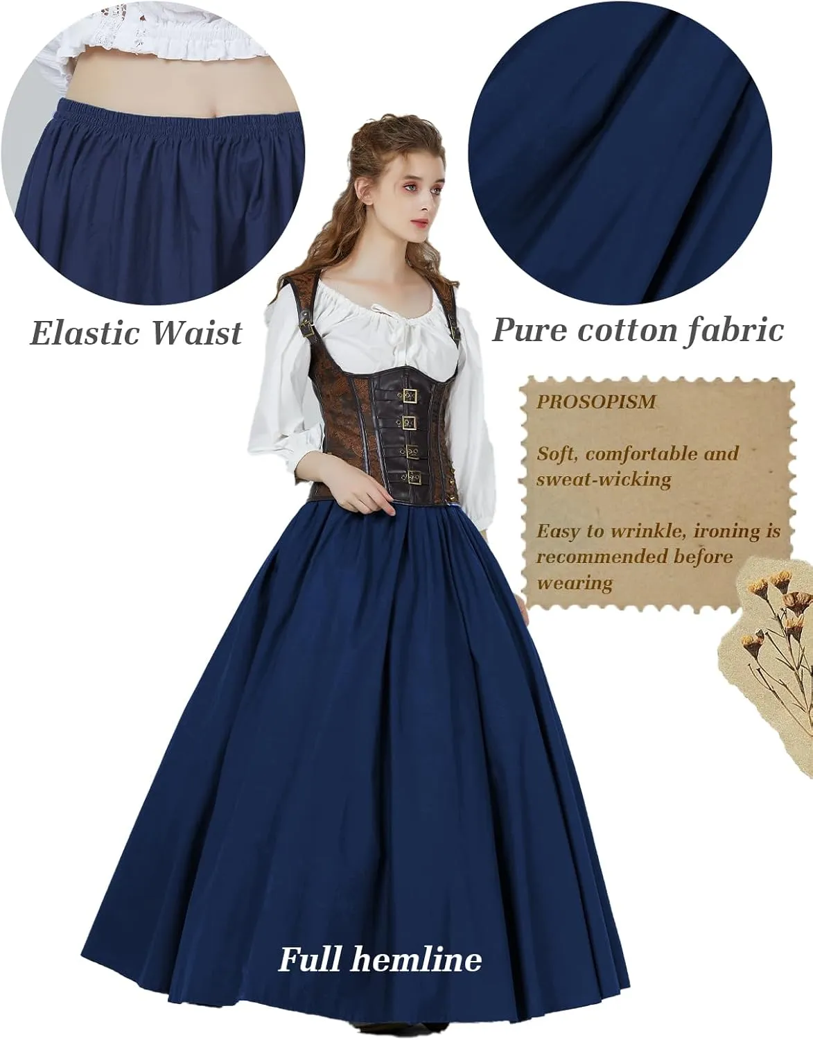 BEAUTELICATE Victorian Dress Renaissance Skirt Gypsy Long Maxi Medieval Skirt A-line Full Length