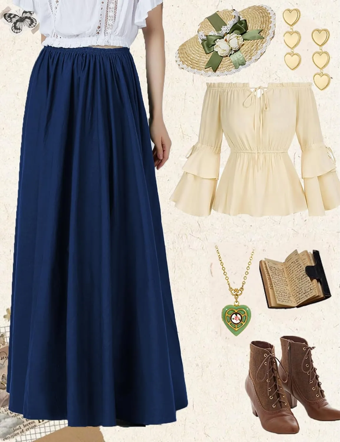 BEAUTELICATE Victorian Dress Renaissance Skirt Gypsy Long Maxi Medieval Skirt A-line Full Length
