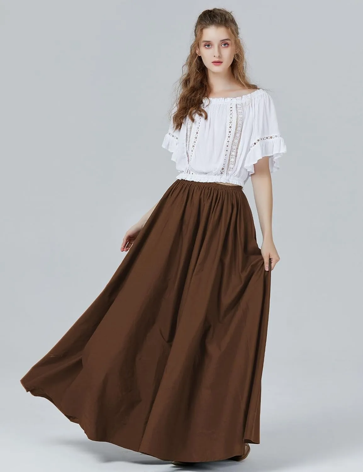 BEAUTELICATE Victorian Dress Renaissance Skirt Gypsy Long Maxi Medieval Skirt A-line Full Length