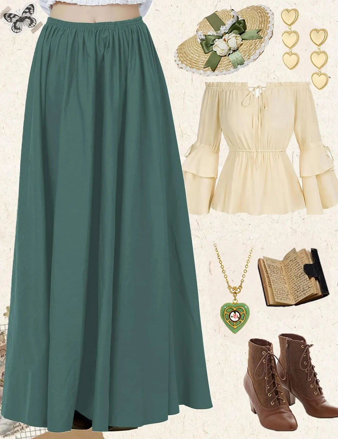 BEAUTELICATE Victorian Dress Renaissance Skirt Gypsy Long Maxi Medieval Skirt A-line Full Length