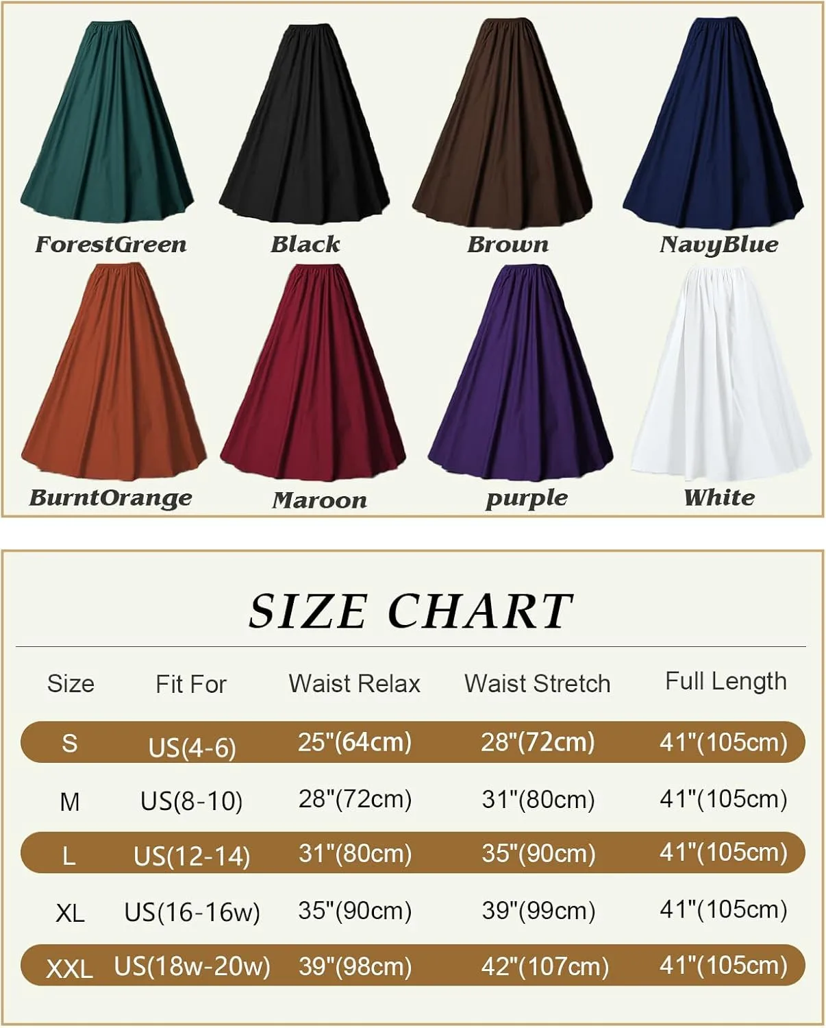 BEAUTELICATE Victorian Dress Renaissance Skirt Gypsy Long Maxi Medieval Skirt A-line Full Length