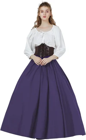 BEAUTELICATE Victorian Dress Renaissance Skirt Gypsy Long Maxi Medieval Skirt A-line Full Length
