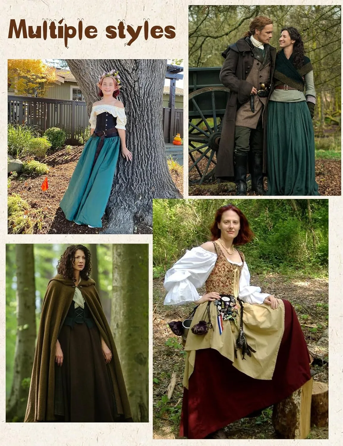 BEAUTELICATE Victorian Dress Renaissance Skirt Gypsy Long Maxi Medieval Skirt A-line Full Length