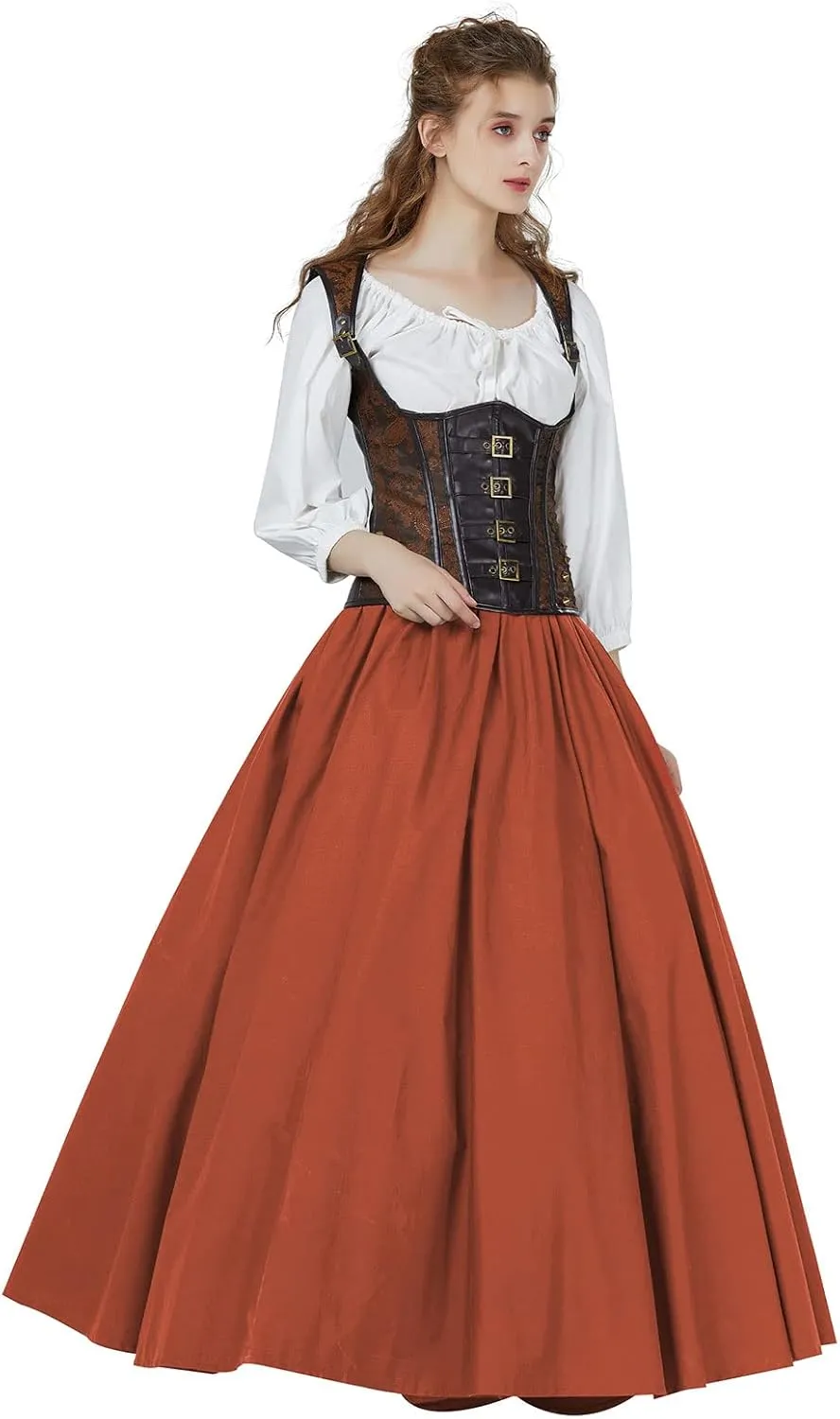 BEAUTELICATE Victorian Dress Renaissance Skirt Gypsy Long Maxi Medieval Skirt A-line Full Length