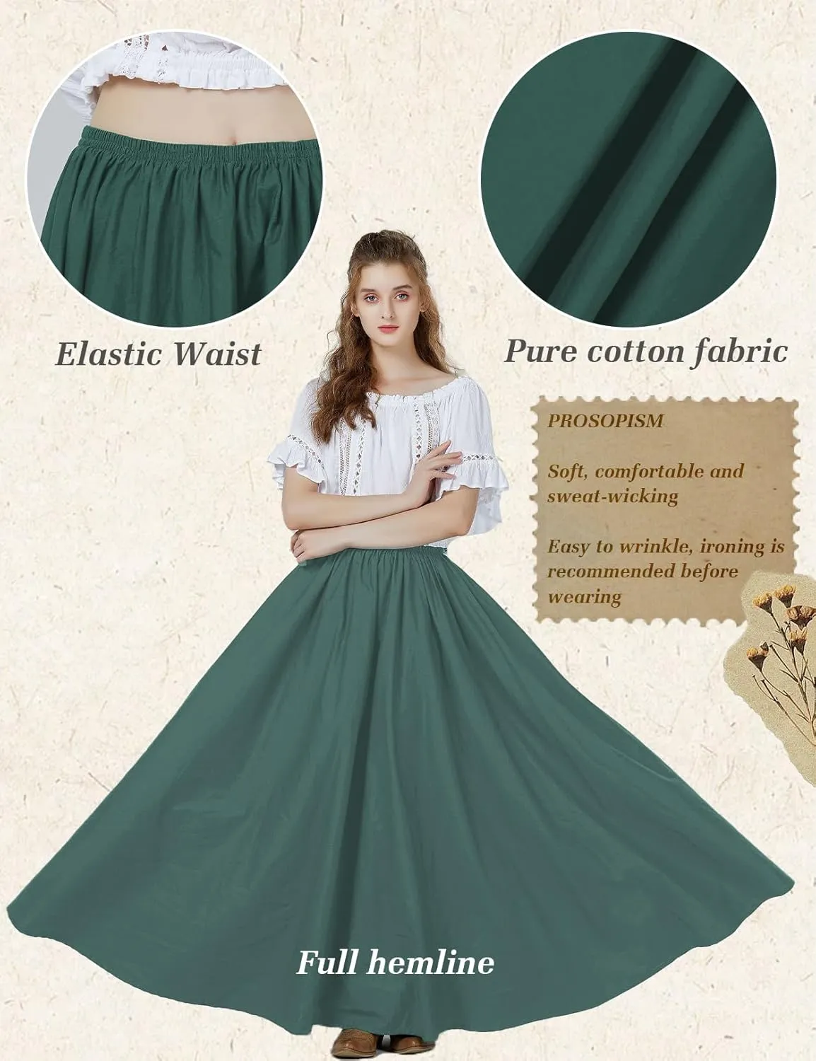BEAUTELICATE Victorian Dress Renaissance Skirt Gypsy Long Maxi Medieval Skirt A-line Full Length