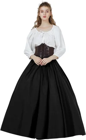 BEAUTELICATE Victorian Dress Renaissance Skirt Gypsy Long Maxi Medieval Skirt A-line Full Length