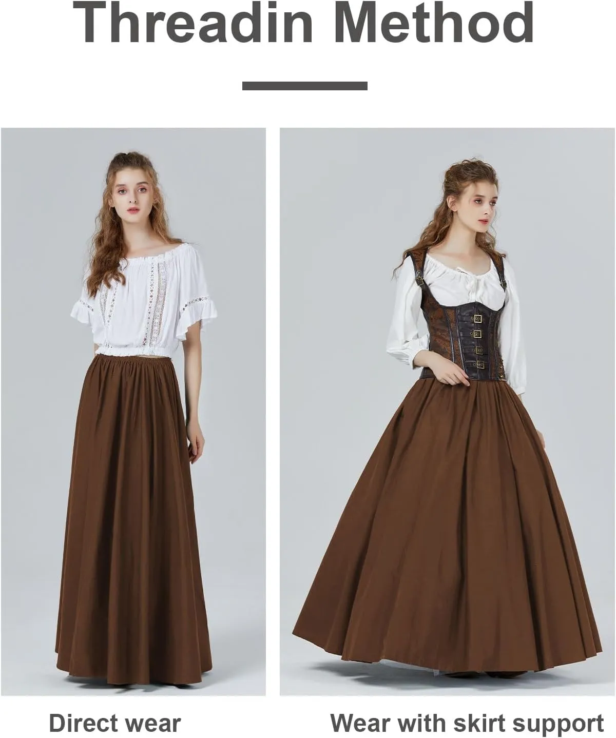 BEAUTELICATE Victorian Dress Renaissance Skirt Gypsy Long Maxi Medieval Skirt A-line Full Length
