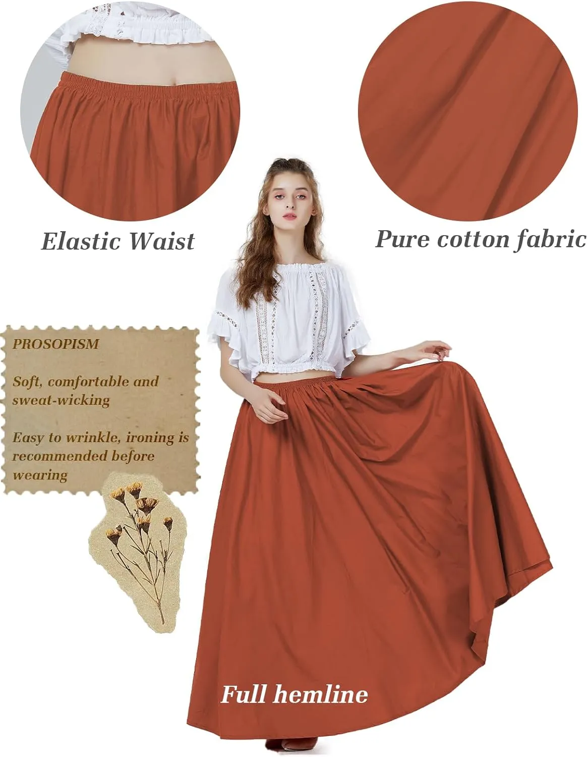 BEAUTELICATE Victorian Dress Renaissance Skirt Gypsy Long Maxi Medieval Skirt A-line Full Length