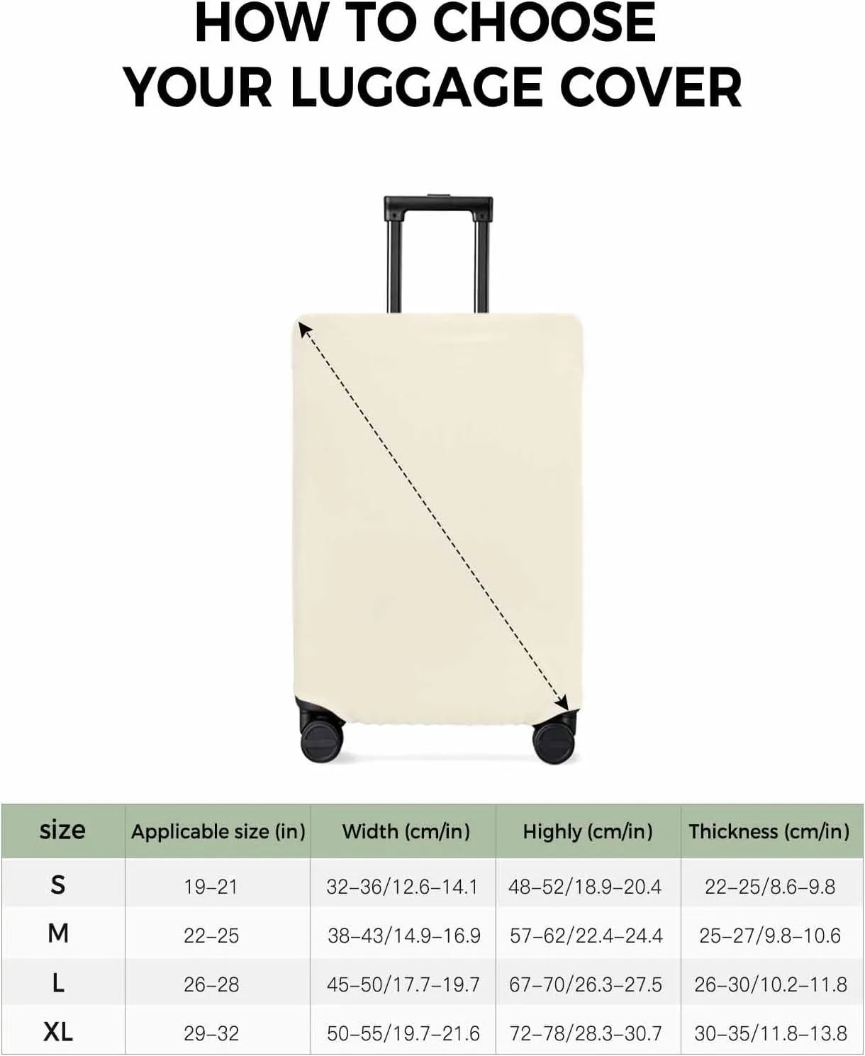 Beige Travel Luggage Cover, Cream Solid Color Anti-scratch Travel Suitcase Protector Covers, Washable Elastic Baggage Covers Fit 19-21 Inch Carry on Luggage