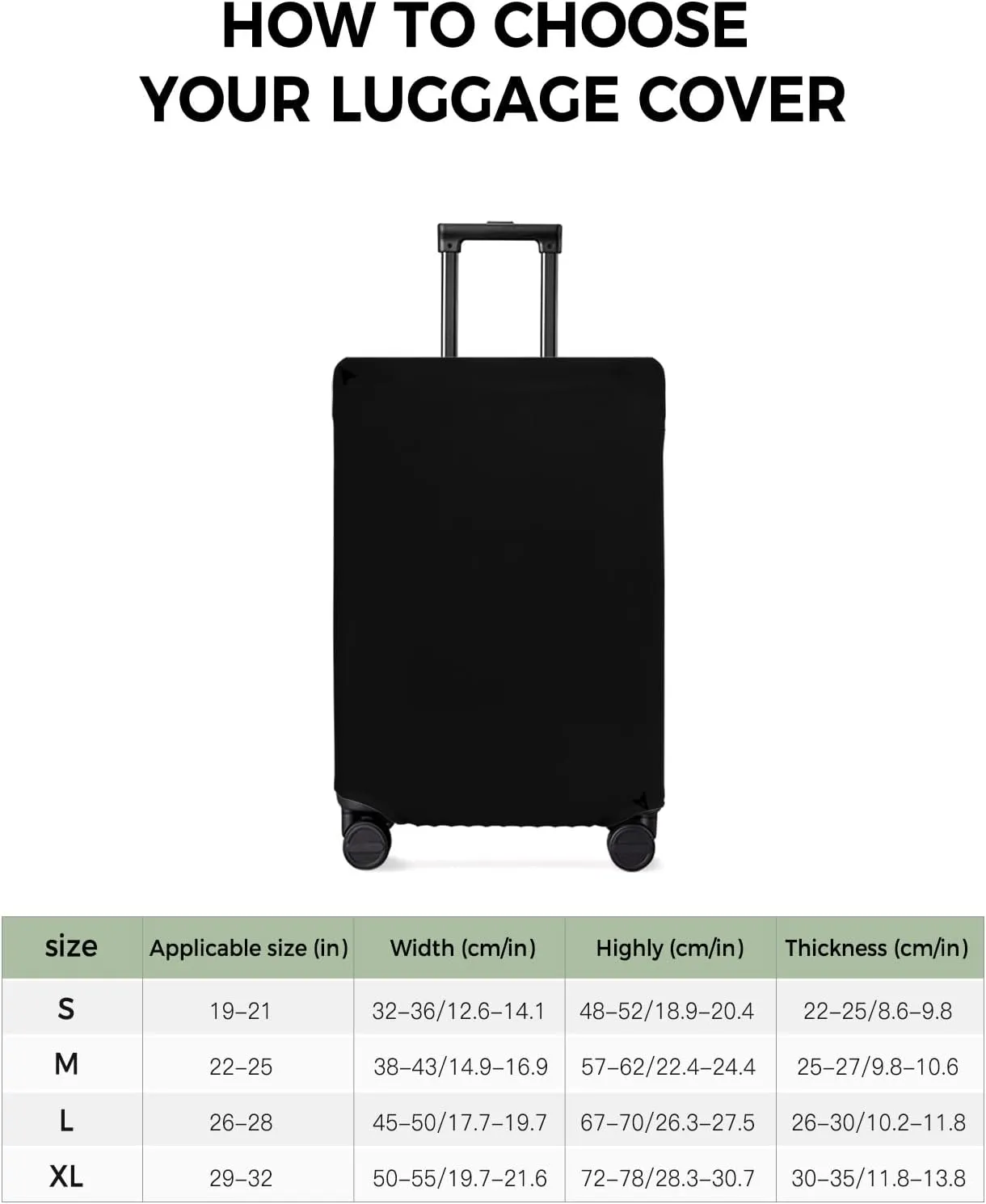 Black Travel Luggage Cover, Solid Anti-scratch Travel Suitcase Protector Covers, Washable Elastic Baggage Covers Fit 19-21 Inch Carry on Luggage