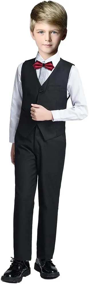 Boy Slim Fit Suit Kids Formal Suits for Boys Vest Pants and Shirt Set
