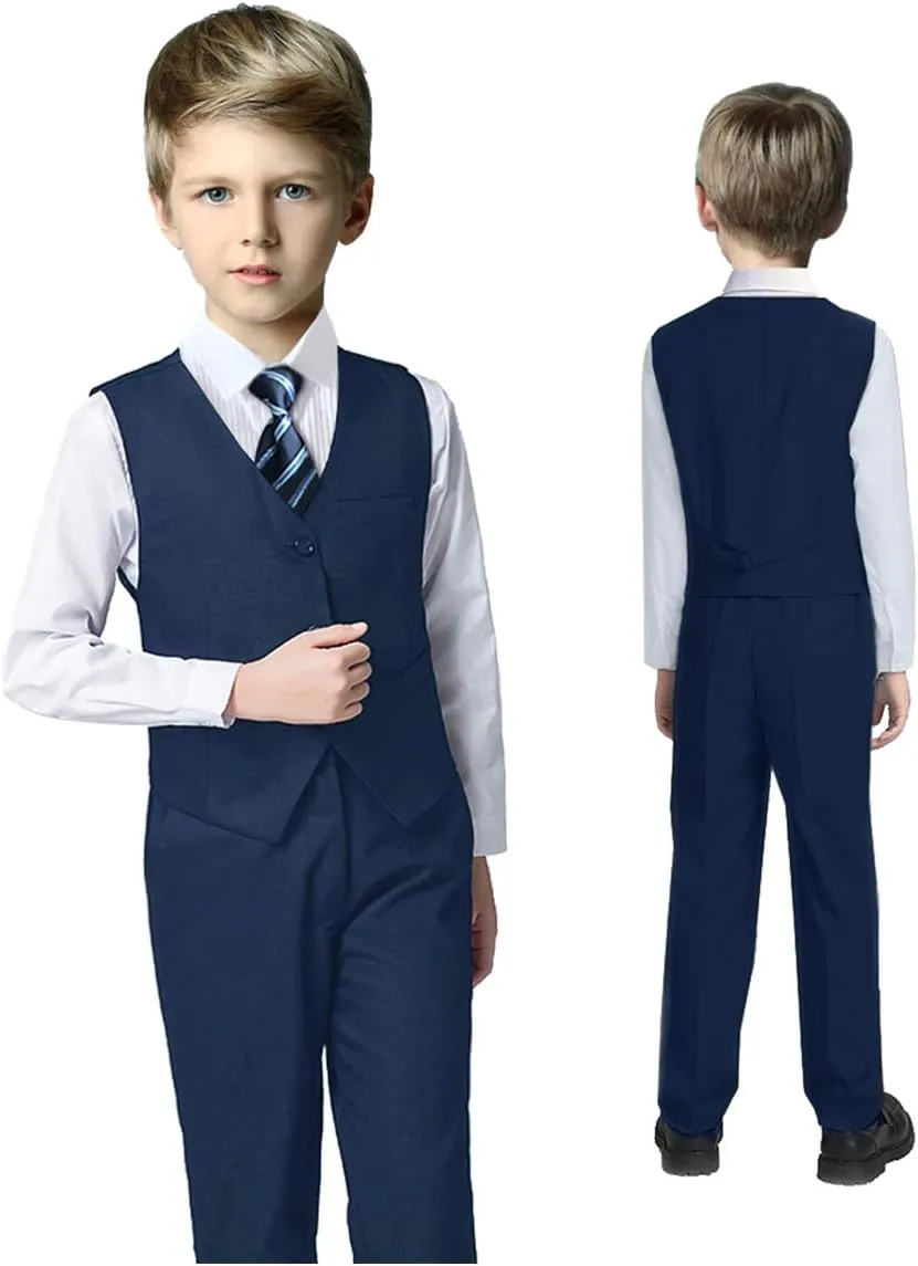 Boy Slim Fit Suit Kids Formal Suits for Boys Vest Pants and Shirt Set