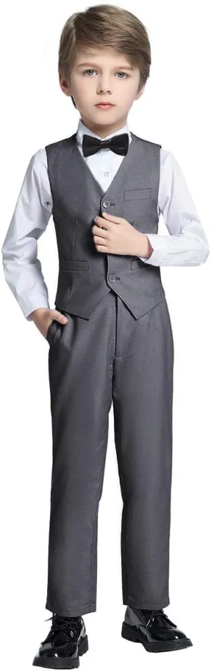 Boy Slim Fit Suit Kids Formal Suits for Boys Vest Pants and Shirt Set