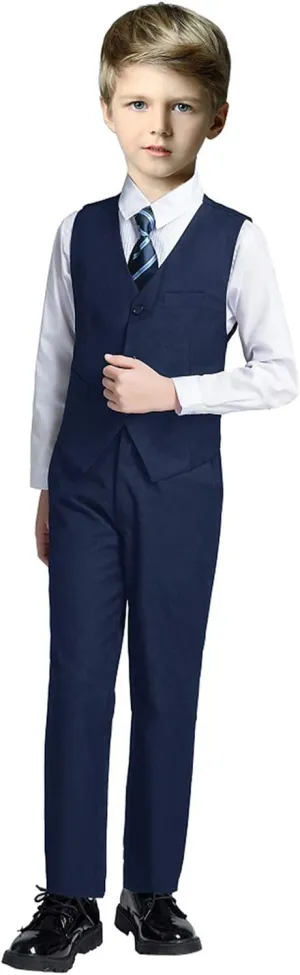 Boy Slim Fit Suit Kids Formal Suits for Boys Vest Pants and Shirt Set