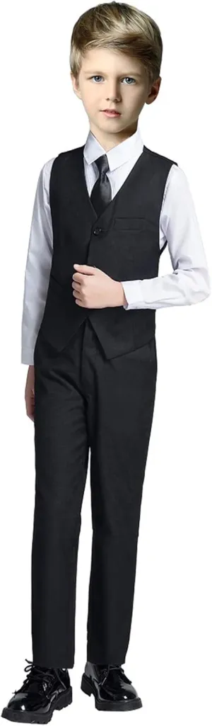 Boy Slim Fit Suit Kids Formal Suits for Boys Vest Pants and Shirt Set