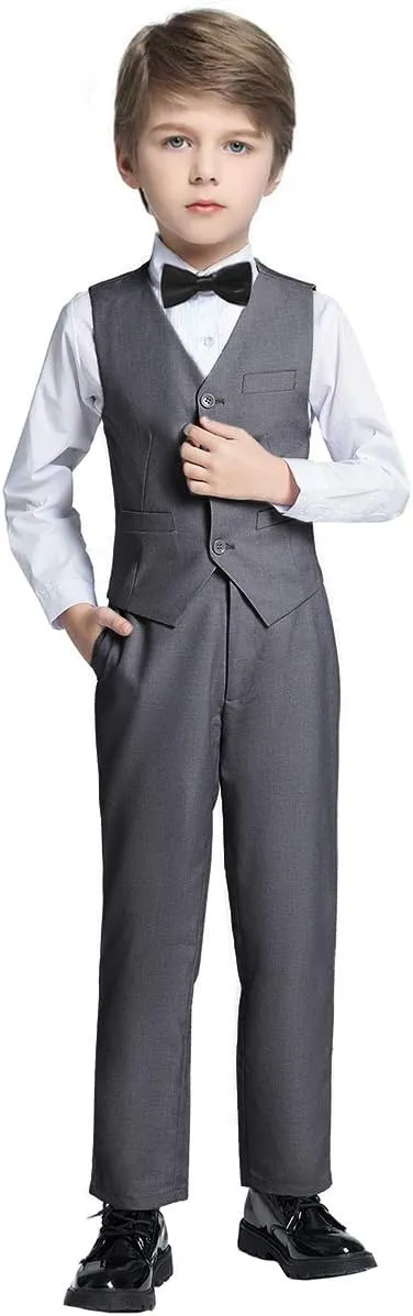 Boy Slim Fit Suit Kids Formal Suits for Boys Vest Pants and Shirt Set