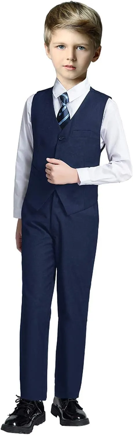 Boy Slim Fit Suit Kids Formal Suits for Boys Vest Pants and Shirt Set