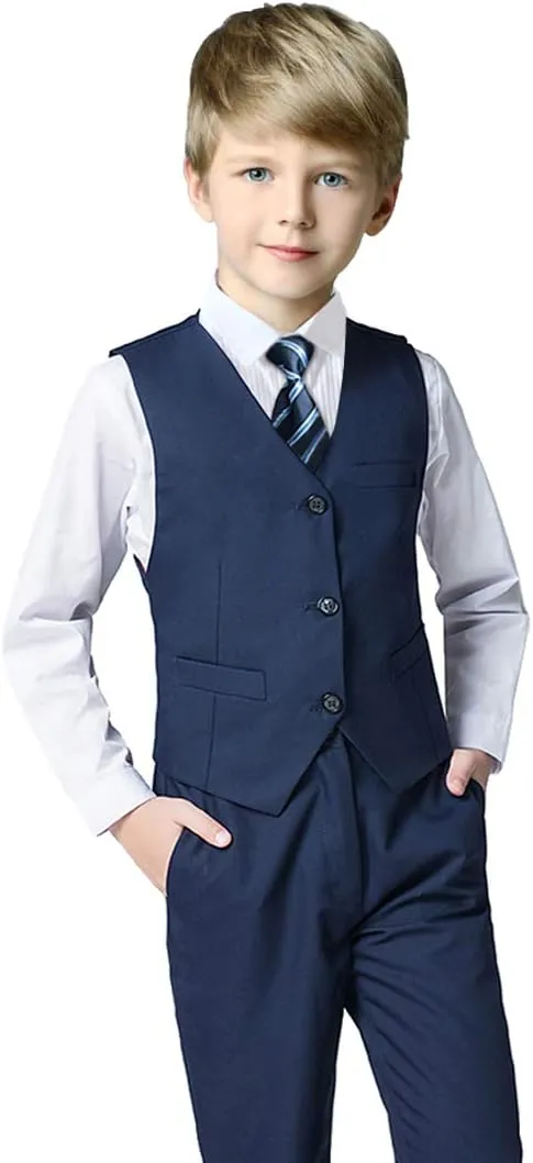 Boy Slim Fit Suit Kids Formal Suits for Boys Vest Pants and Shirt Set