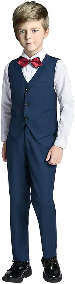Boy Slim Fit Suit Kids Formal Suits for Boys Vest Pants and Shirt Set