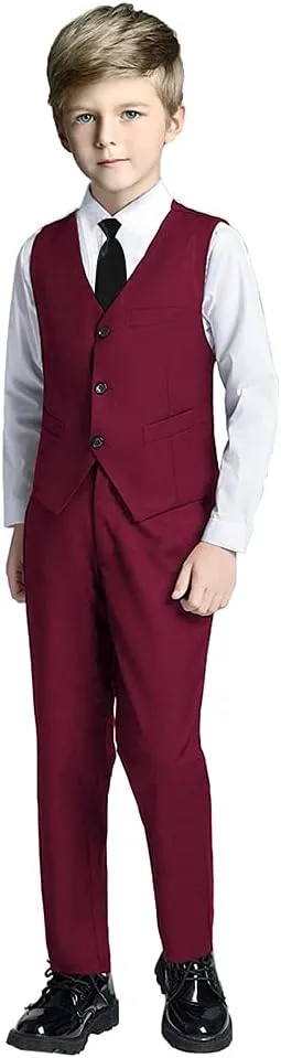 Boy Slim Fit Suit Kids Formal Suits for Boys Vest Pants and Shirt Set