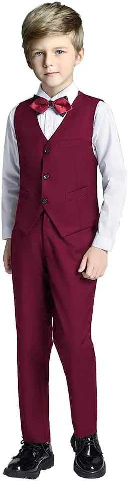 Boy Slim Fit Suit Kids Formal Suits for Boys Vest Pants and Shirt Set