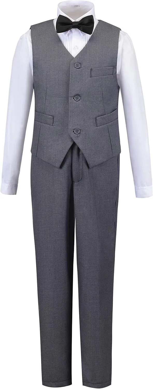 Boy Slim Fit Suit Kids Formal Suits for Boys Vest Pants and Shirt Set