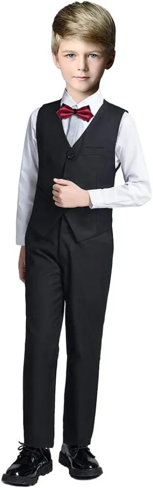 Boy Slim Fit Suit Kids Formal Suits for Boys Vest Pants and Shirt Set