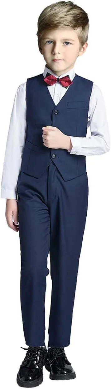 Boy Slim Fit Suit Kids Formal Suits for Boys Vest Pants and Shirt Set