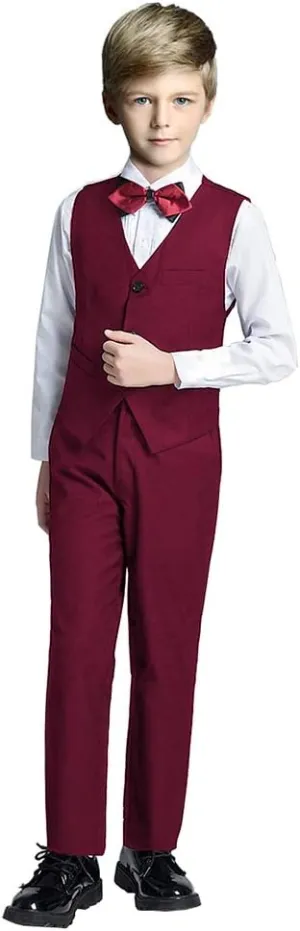 Boy Slim Fit Suit Kids Formal Suits for Boys Vest Pants and Shirt Set