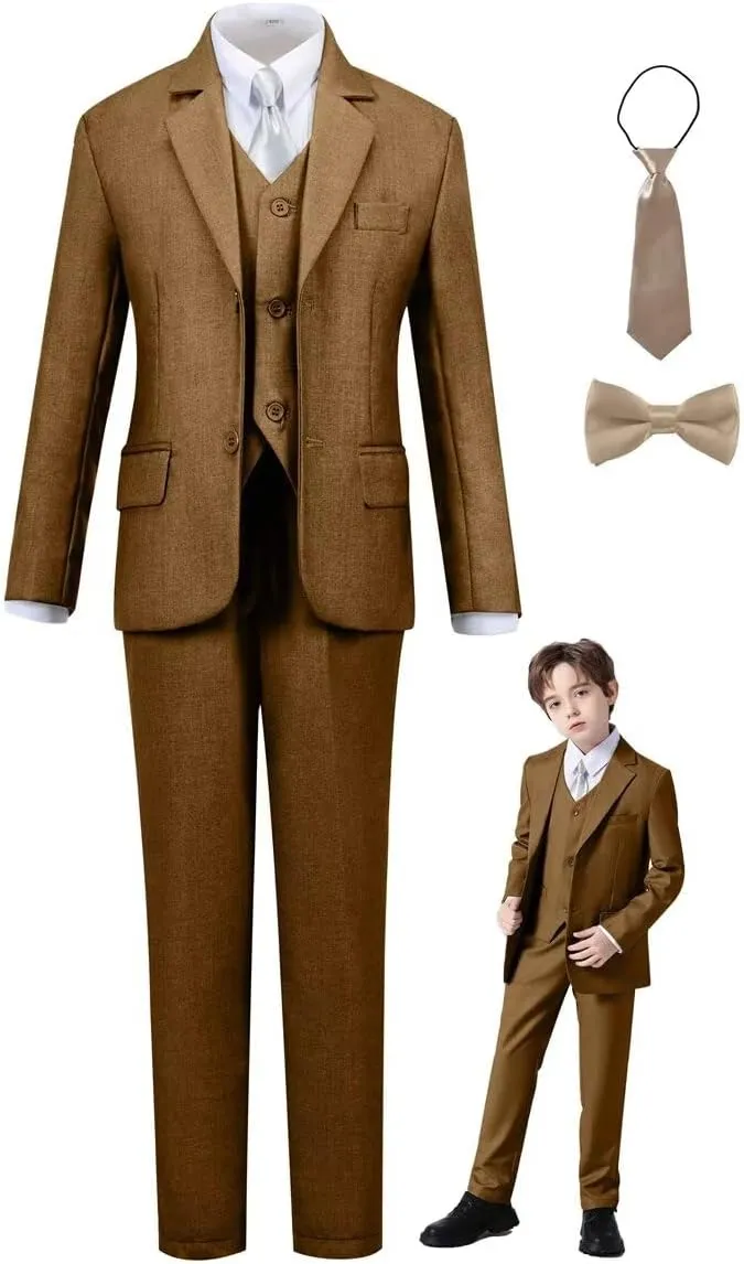 Boys Suit Set Slim Fit Kids Formal Suits Toddler Tuxedo Wedding Prom Classic Suits for Boy Teen Black Blue Dress Outfit