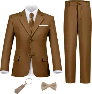 Boys Suit Set Slim Fit Kids Formal Suits Toddler Tuxedo Wedding Prom Classic Suits for Boy Teen Black Blue Dress Outfit