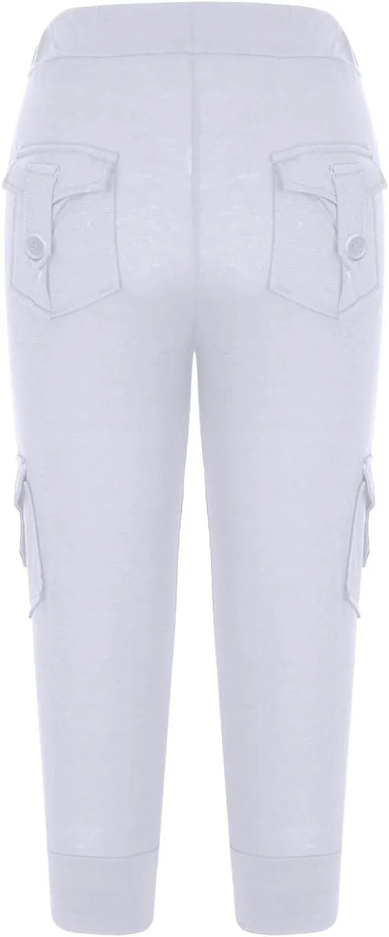Capri Yoga Pants for Women Casual 2024 Summer Drawstring Elastic High Waist Pant Stretchy Cropped Trouser