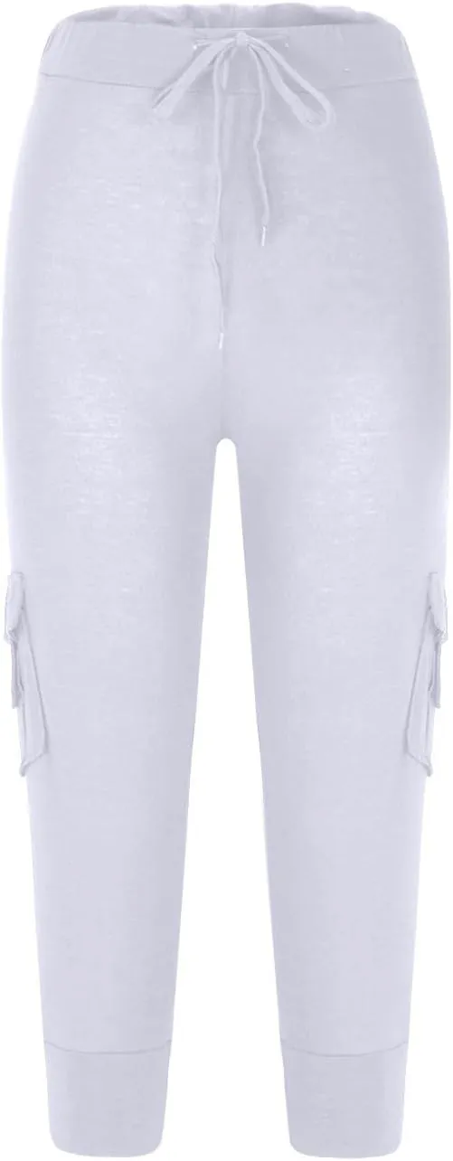 Capri Yoga Pants for Women Casual 2024 Summer Drawstring Elastic High Waist Pant Stretchy Cropped Trouser