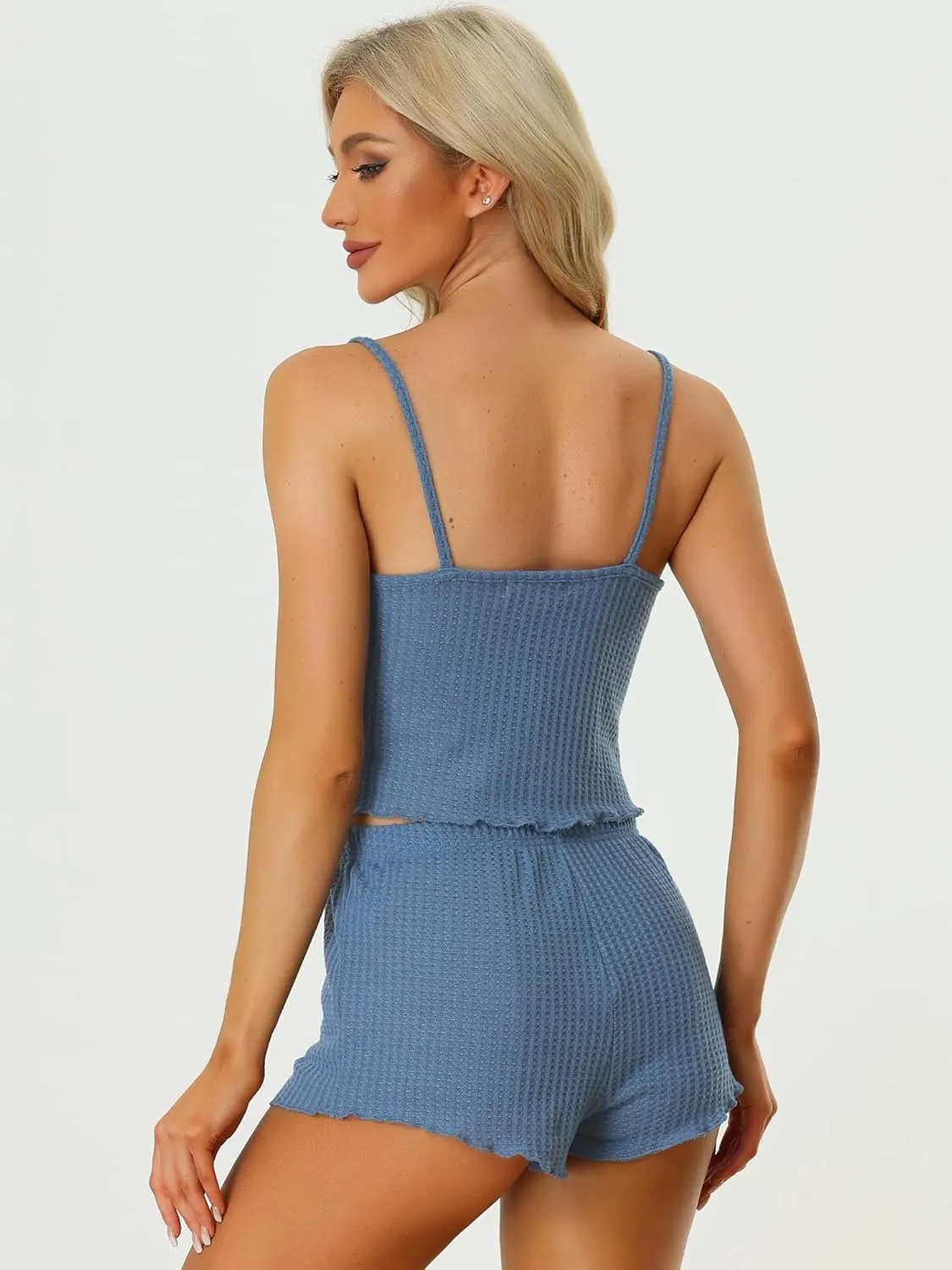 cheibear Womens Lounge Pajamas Summer Cami Tops with Shorts Sleepwear Knit Camisole PJ Sets